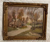Frontal view of framed oil painting showing full artwork and frame