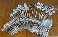 Entire flatware set fanned out to show all pieces
