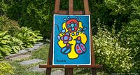 Full painting on easel outdoors