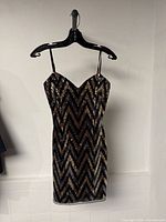 Front view of Molly Bracken sequin chevron mini dress