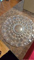 Top view of clear glass bowl showing bubbled hobnail rings