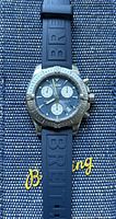 Front view of Breitling Colt Chronograph on blue rubber strap