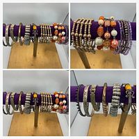 Full set of nine bracelets on display bar