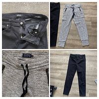Collage showing overall views of both jeans and joggers