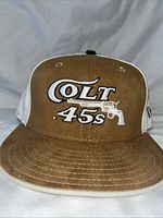 Front view showing embroidered Colt 45’s logo and brim