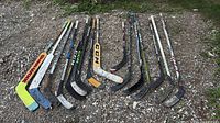 All sticks laid out showing brands, wear and quantity