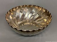 Overall view of sterling silver scalloped bowl