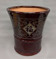 Front view showing Fu character and glaze