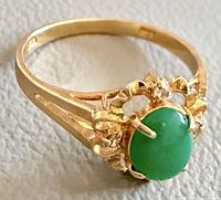Ring front showing chrysoprase and setting