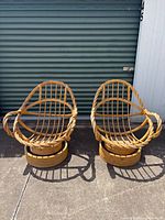 Front view of both rattan hoop swivel chairs