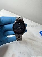 Front view of Armitron black stainless steel wristwatch