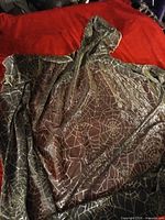 Full view of cape laid out showing hood and web pattern