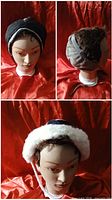 Collage showing grey prayer cap and baby fur hat