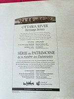 Close-up of bilingual information sheet for Ottawa River Heritage Series