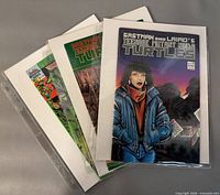 Four TMNT comics in protective sleeves fanned out