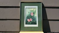 Front view of framed watercolour showing artwork, matting and frame