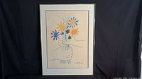Full view of framed Picasso Bouquet of Flowers print