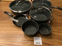 Full grouping of six cookware pieces with lids