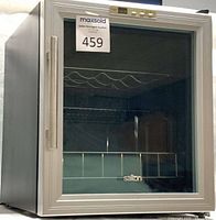 Front view showing Salton wine fridge with glass door and control panel