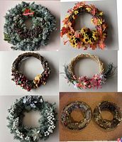 Collage showing all seven wreaths grouped
