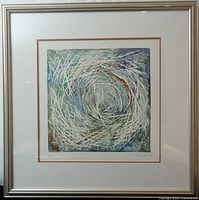 Full view of framed artwork showing design, mat and frame