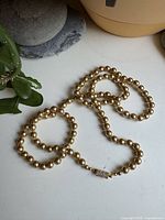 Necklace coiled on surface showing full strand and clasp