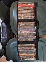 Carrier showing rows of DVD cases