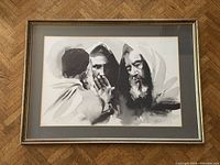 Full view of framed monochrome painting