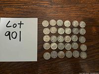 All 30 Roosevelt dimes laid out next to lot identifier