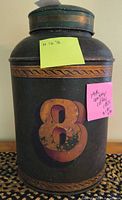 Front view showing painted numeral 8 and decorative band