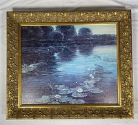 Frontal view of framed oil painting showing full artwork and ornate frame