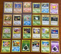 25 sleeved vintage Pokémon cards laid out 5×5