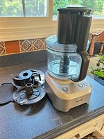 Front view of Breville food processor assembled on countertop