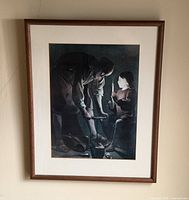 Front view of framed print on wall