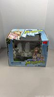 Front view of boxed playset showing title graphics and figure inside