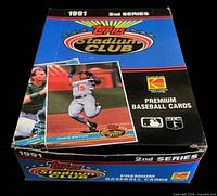 Closed wax box top showing 1991 Topps Stadium Club Series 2 graphics