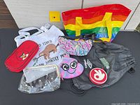 All eight bags and pouches laid out together