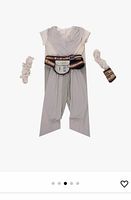 Full costume layout showing jumpsuit, belt with pouch, two arm sleeves