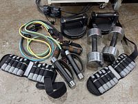 Group shot of all fitness items on floor