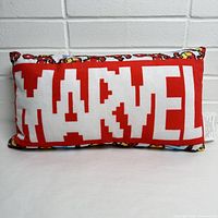 Front view of rectangular pillow showing MARVEL logo