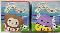 Front view of both boxed Squishmallows showing characters, logos, and box art