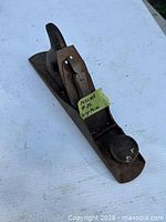 Top view of antique cast iron bench hand plane
