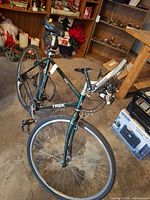 Full view of Trek hybrid bicycle with accessories