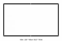 Dimension diagram of 100 in screen with black border and grommet holes