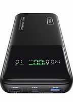 Top view of INIU power bank showing LED display and port labels