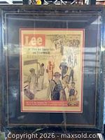 Full front view of framed Lee advertisement artwork