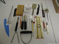 Full overhead view of all utensils laid out on table