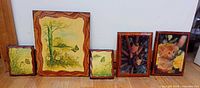 All five framed prints side by side to show lot contents and relative sizes
