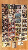 All trading cards laid out to show quantity and variety