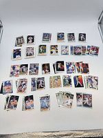Wide view of all baseball cards laid out in rows